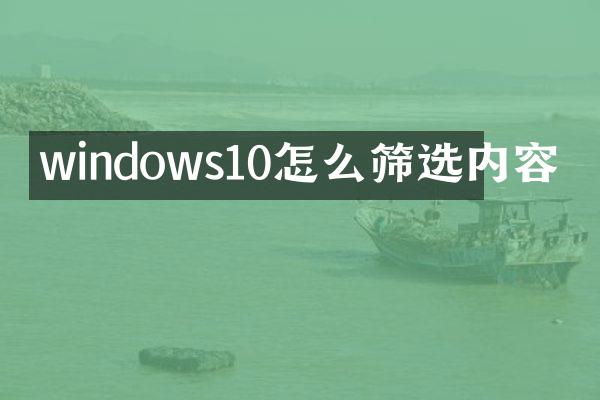 windows10怎么筛选内容