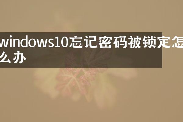 windows10忘记密码被锁定怎么办
