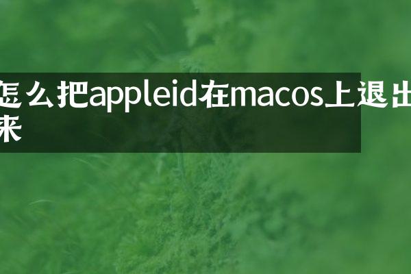 怎么把appleid在macos上退出来