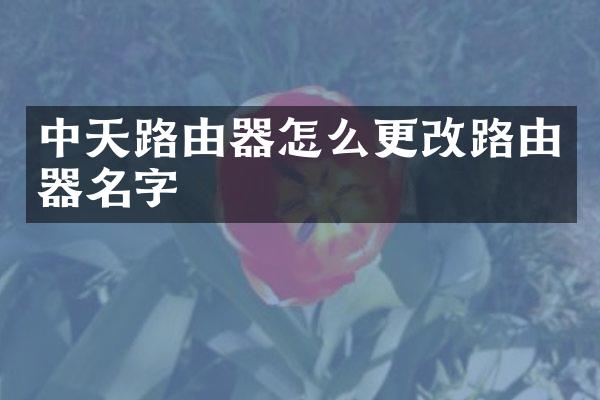 中天路由器怎么更改路由器名字