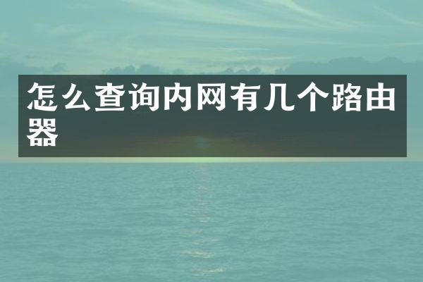 怎么查询内网有几个路由器