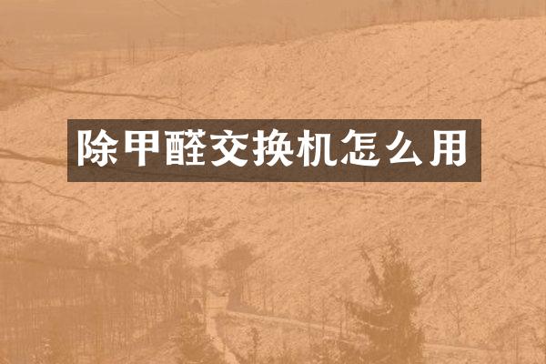 除甲醛交换机怎么用