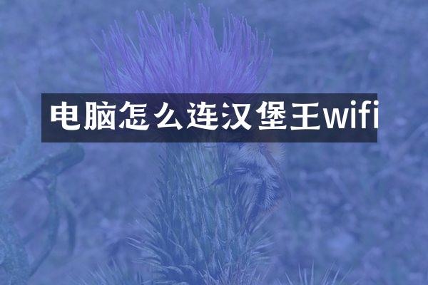 电脑怎么连汉堡王wifi