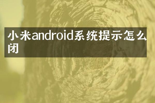 小米android系统提示怎么关闭