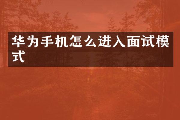 华为手机怎么进入面试模式