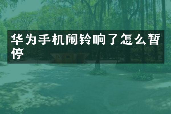 华为手机闹铃响了怎么暂停