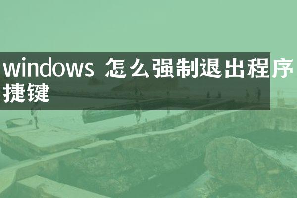 windows 怎么强制退出程序快捷键