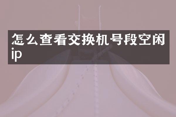 怎么查看交换机号段空闲ip