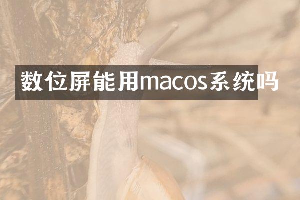数位屏能用macos系统吗
