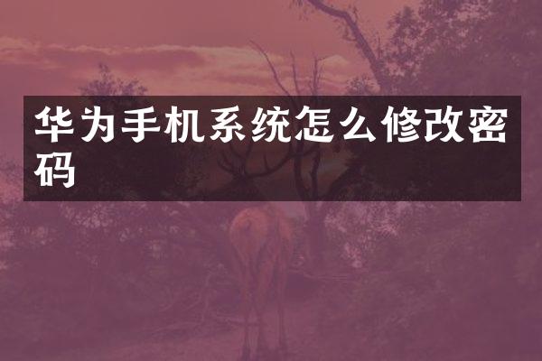 华为手机系统怎么修改密码