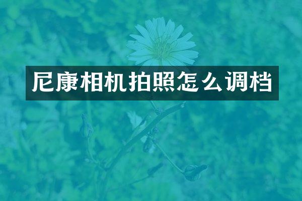 尼康相机拍照怎么调档