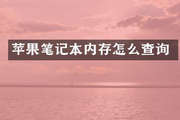 苹果笔记本内存怎么查询