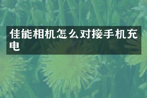 佳能相机怎么对接手机充电