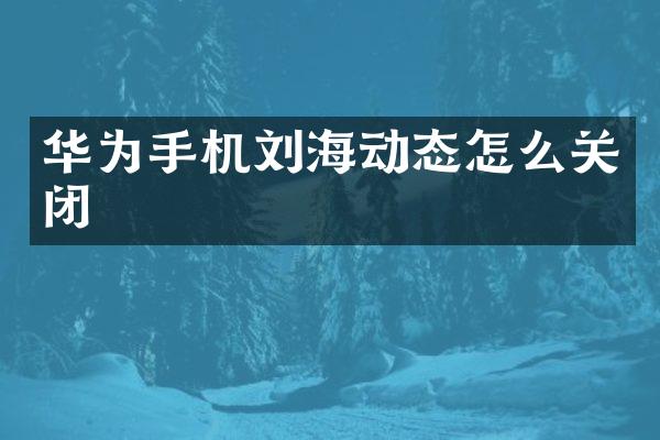 华为手机刘海动态怎么关闭