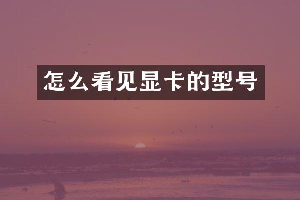 怎么看见显卡的型号