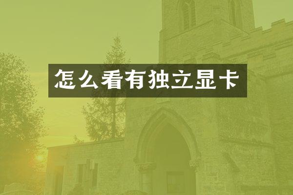 怎么看有独立显卡