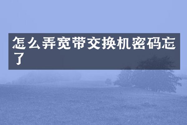 怎么弄宽带交换机密码忘了