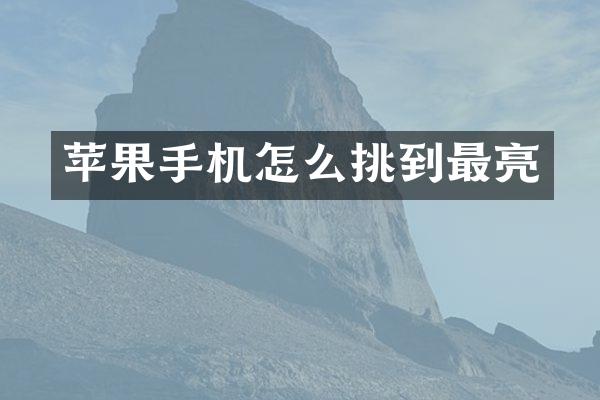 苹果手机怎么挑到最亮