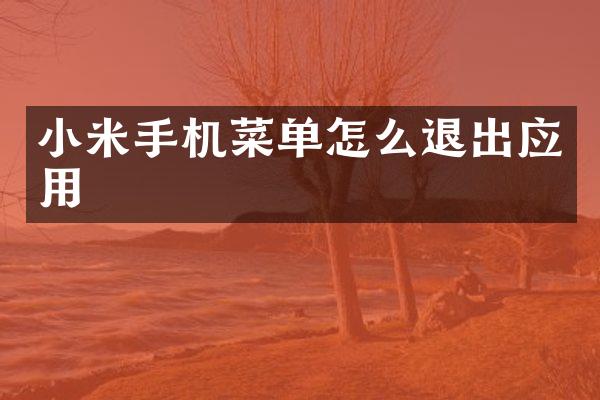 小米手机菜单怎么退出应用