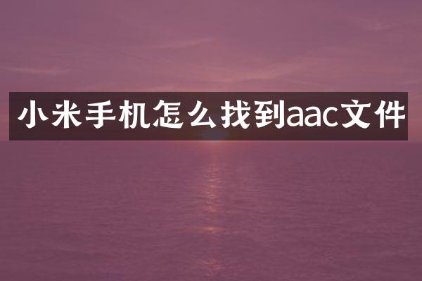 小米手机怎么找到aac文件