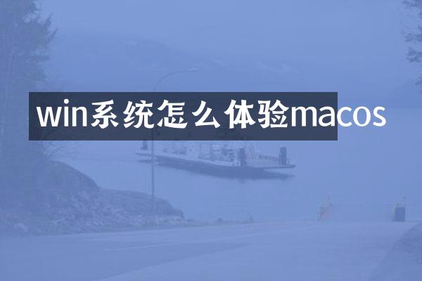 win系统怎么体验macos