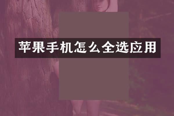 苹果手机怎么全选应用