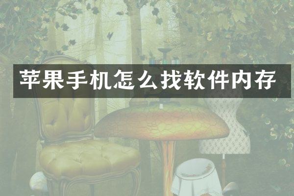 苹果手机怎么找软件内存