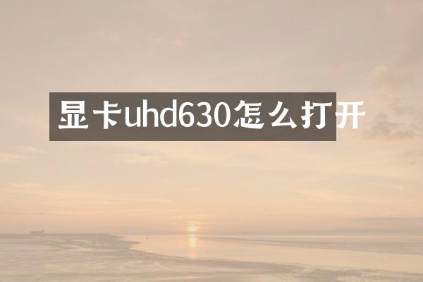 显卡uhd630怎么打开