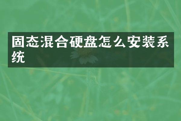 固态混合硬盘怎么安装系统