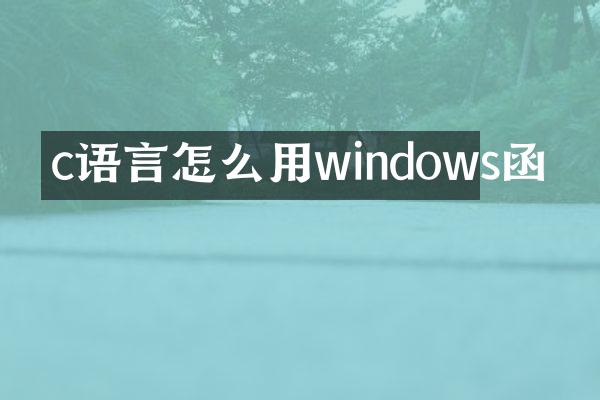 c语言怎么用windows函