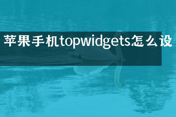 苹果手机topwidgets怎么设置