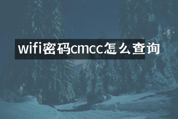 wifi密码cmcc怎么查询