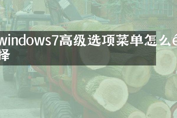 windows7高级选项菜单怎么选择