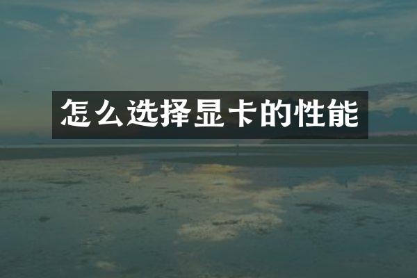 怎么选择显卡的性能