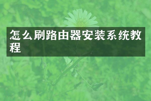 怎么刷路由器安装系统教程