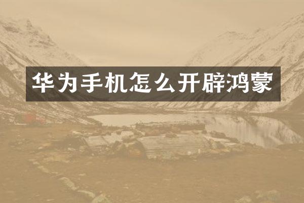 华为手机怎么开辟鸿蒙