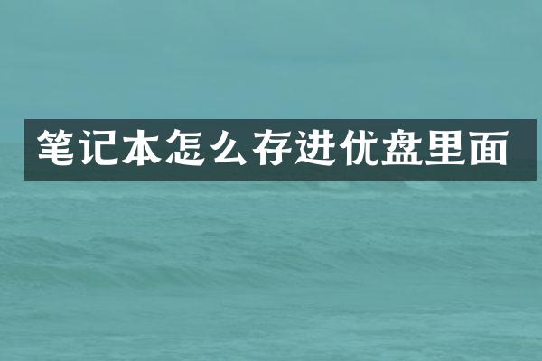 笔记本怎么存进优盘里面