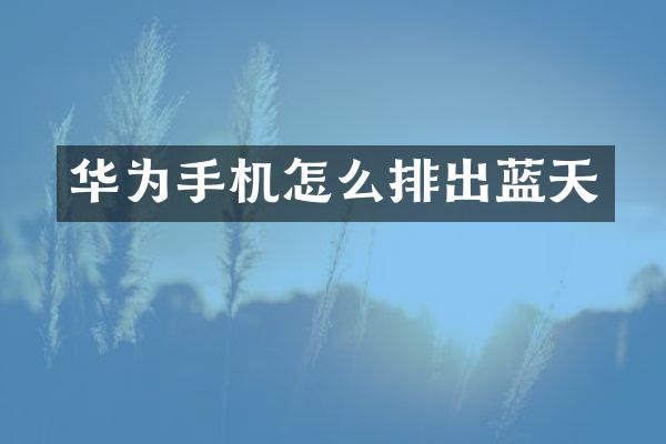 华为手机怎么排出蓝天
