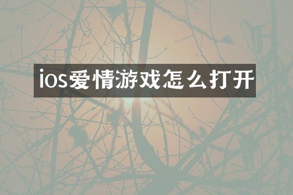 ios爱情游戏怎么打开