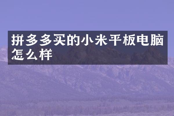 拼多多买的小米平板电脑怎么样