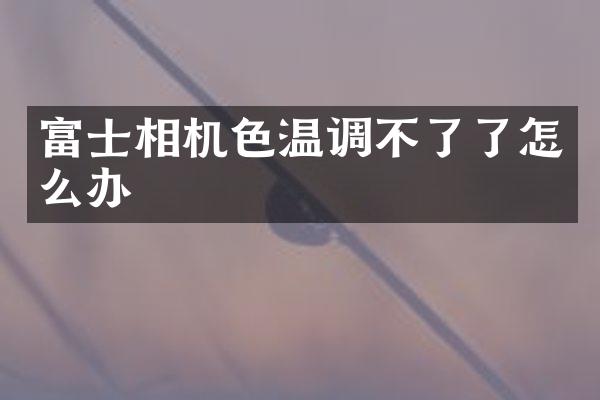 富士相机色温调不了了怎么办