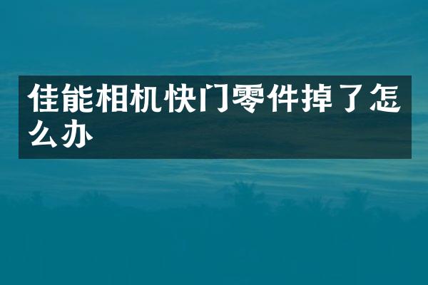 佳能相机快门零件掉了怎么办