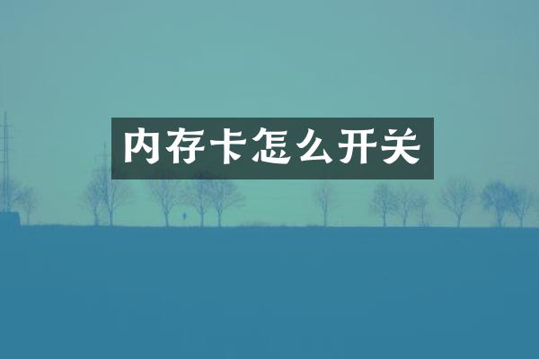 内存卡怎么开关