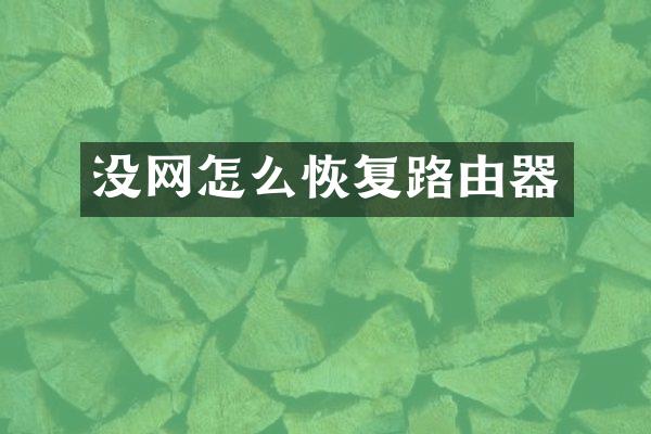 没网怎么恢复路由器