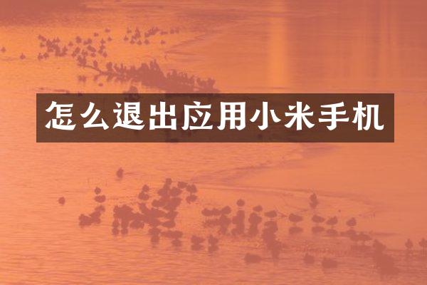 怎么退出应用小米手机
