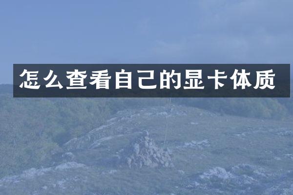 怎么查看自己的显卡体质
