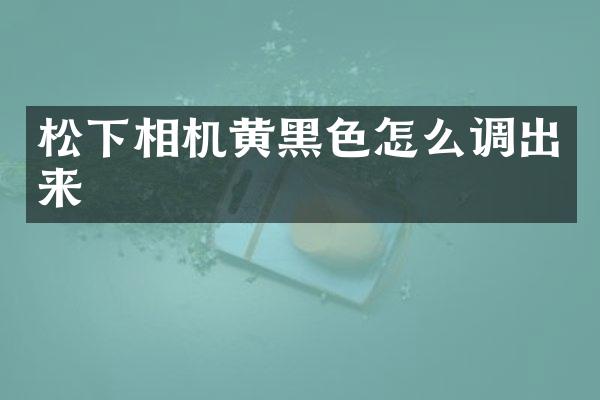 相机黄黑色怎么调出来