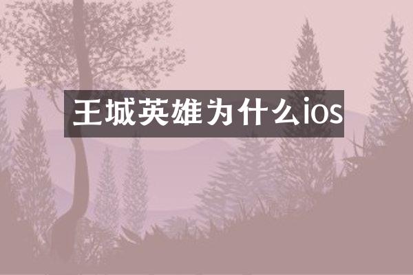 王城英雄为什么ios