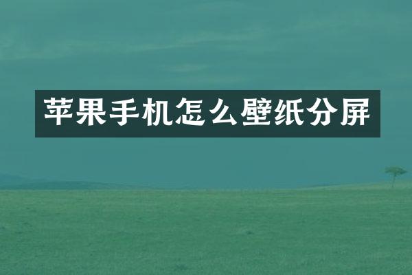 苹果手机怎么壁纸分屏