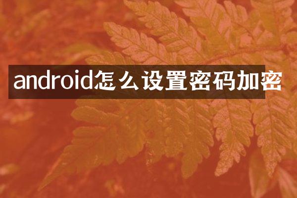 android怎么设置密码加密
